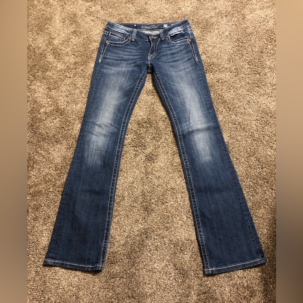 Miss Me Jeans Size 29* embroidered pocket boot cut fit like 32x34 GUC LOOK!